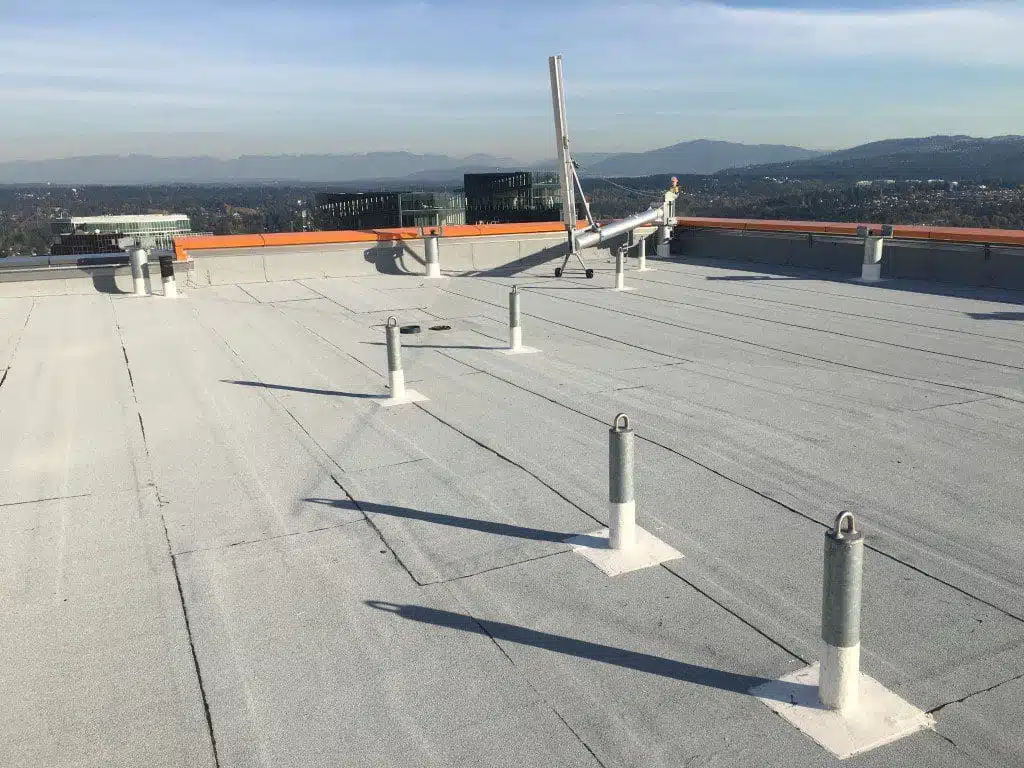 Roof anchors 41 story building