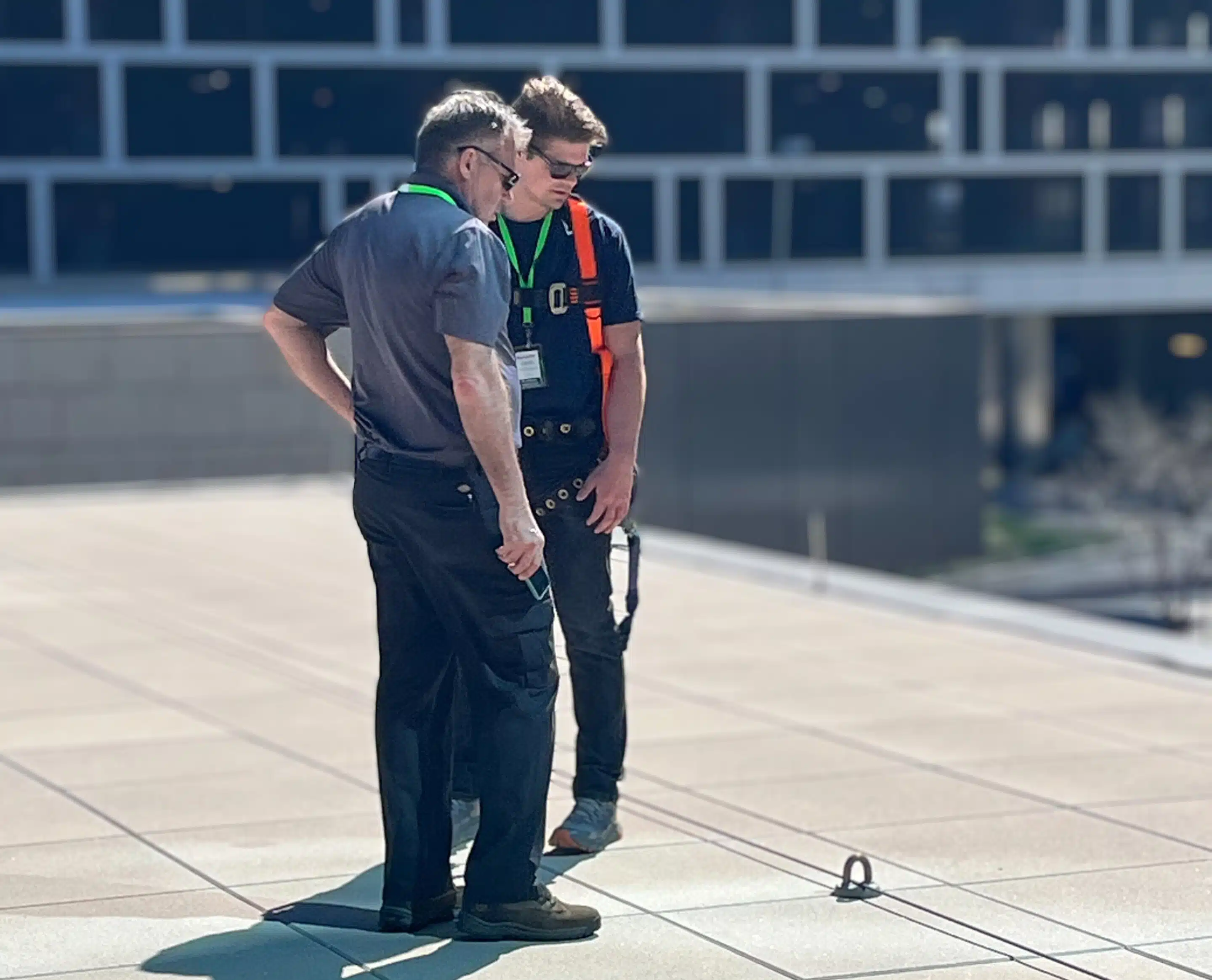Wikstrom Engineers inspecting commercial roof anchor