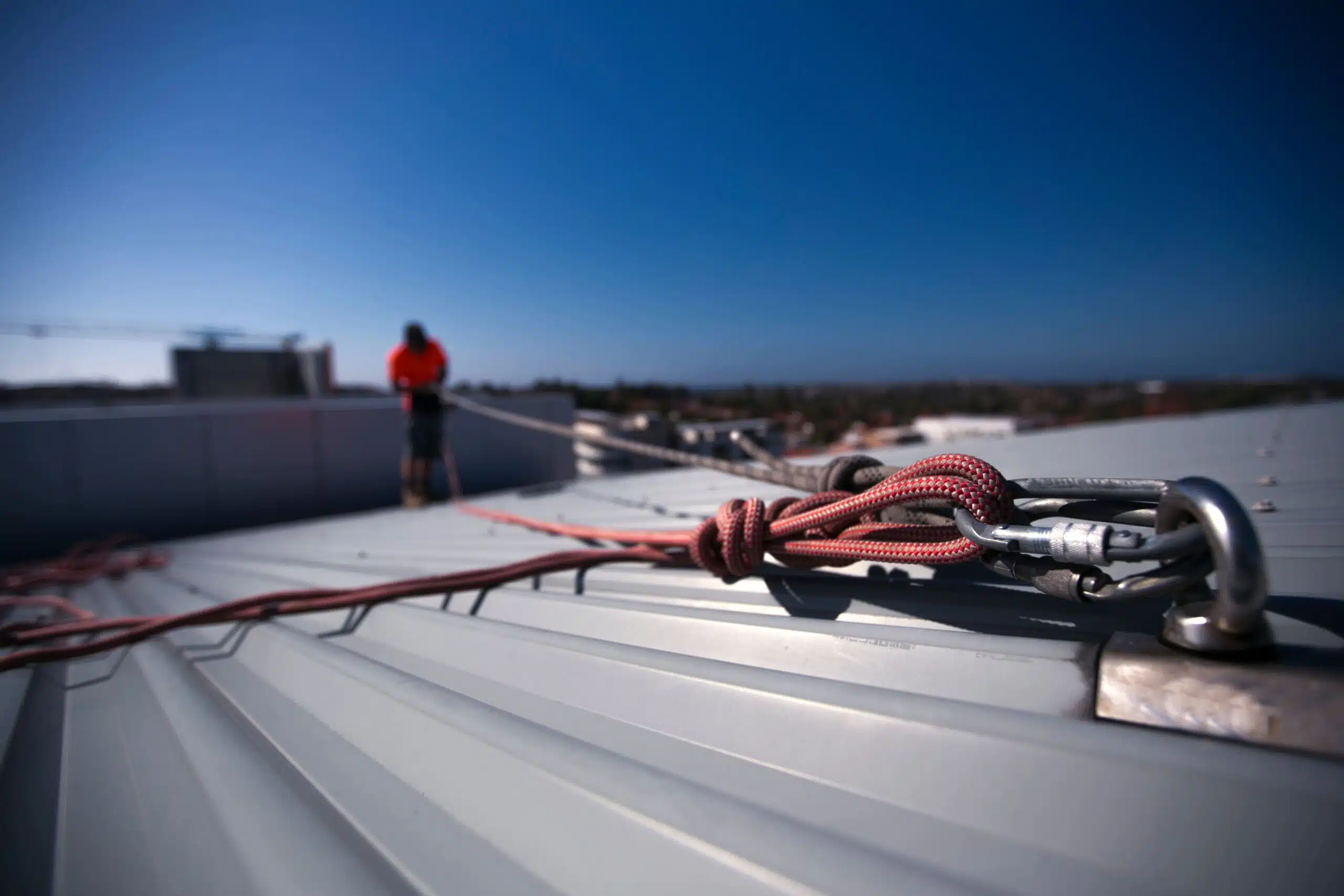Fall protection testing keeps a rooftop worker safe